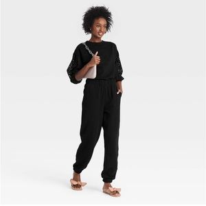 Women's Long Sleeve Round Neck Eyelet Top-A New Day Black Size S New With Tags 6